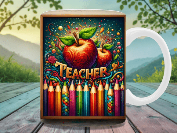 Download Teacher Apple Pencil Row Mug Wrap - Apple pencil Collection