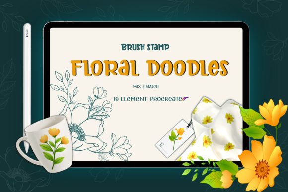 Download Doodle Floral Brushes Stamp Procreate - Floral brushes Collection